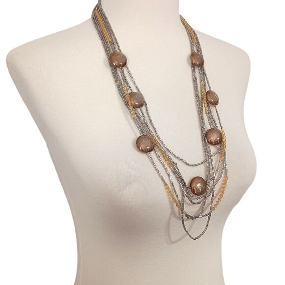 STUDIO GI Venetian Art Glass Necklace Italy Multi Strand 30" Boho Gypsy Flapper. - Picture 15 of 16